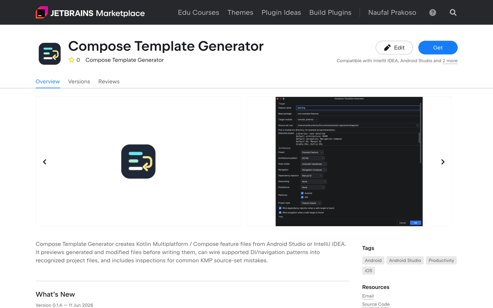 Compose Template Generator distribution page preview
